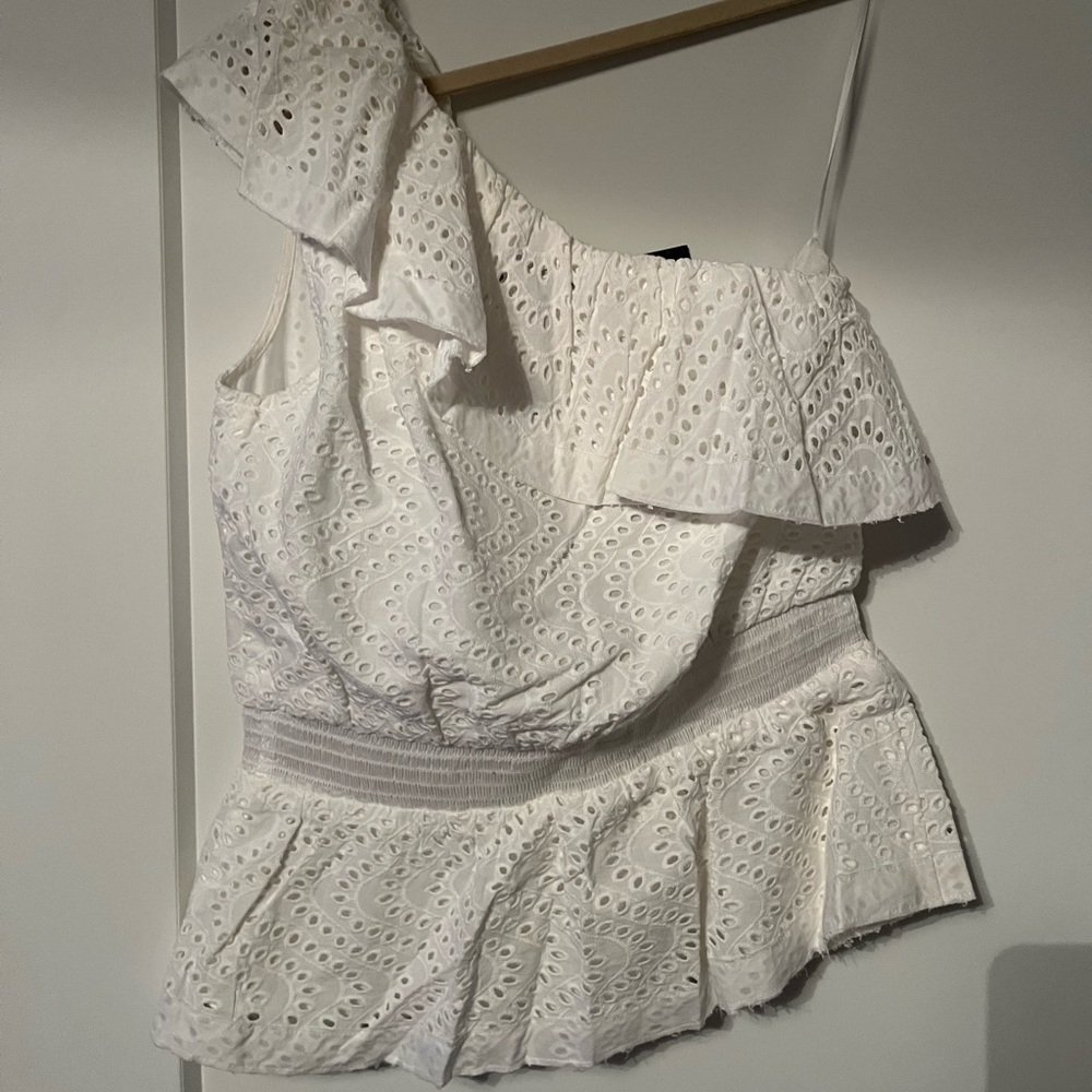 NWT Express White Lace One Shoulder Top
